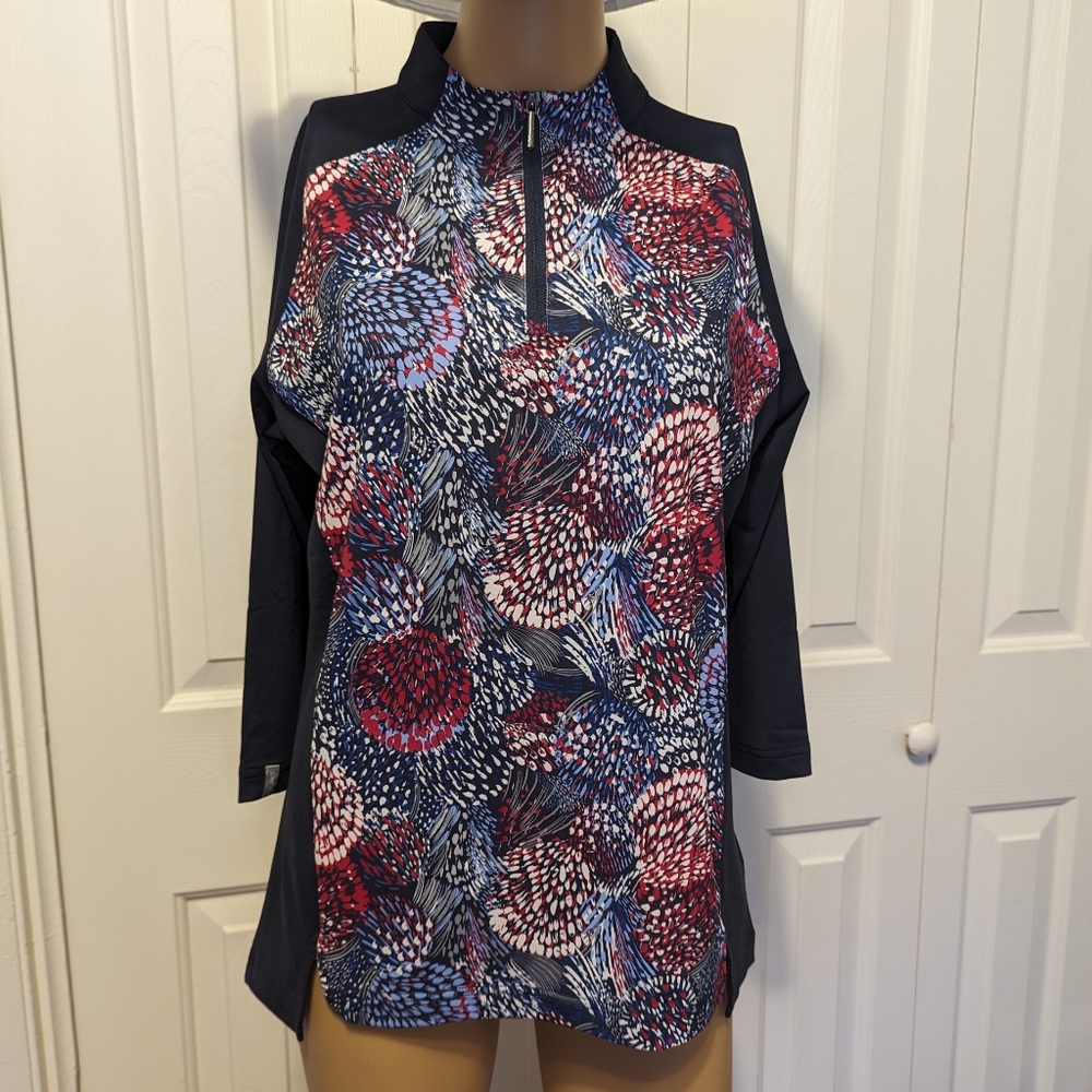 PING Zip Mock Golf Polo Shirt, Womens Size 4 ,  3/4 Sleeves, NEW, .